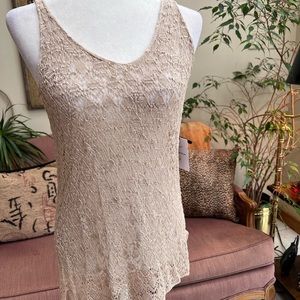 525 America Large Tan Lace Tank